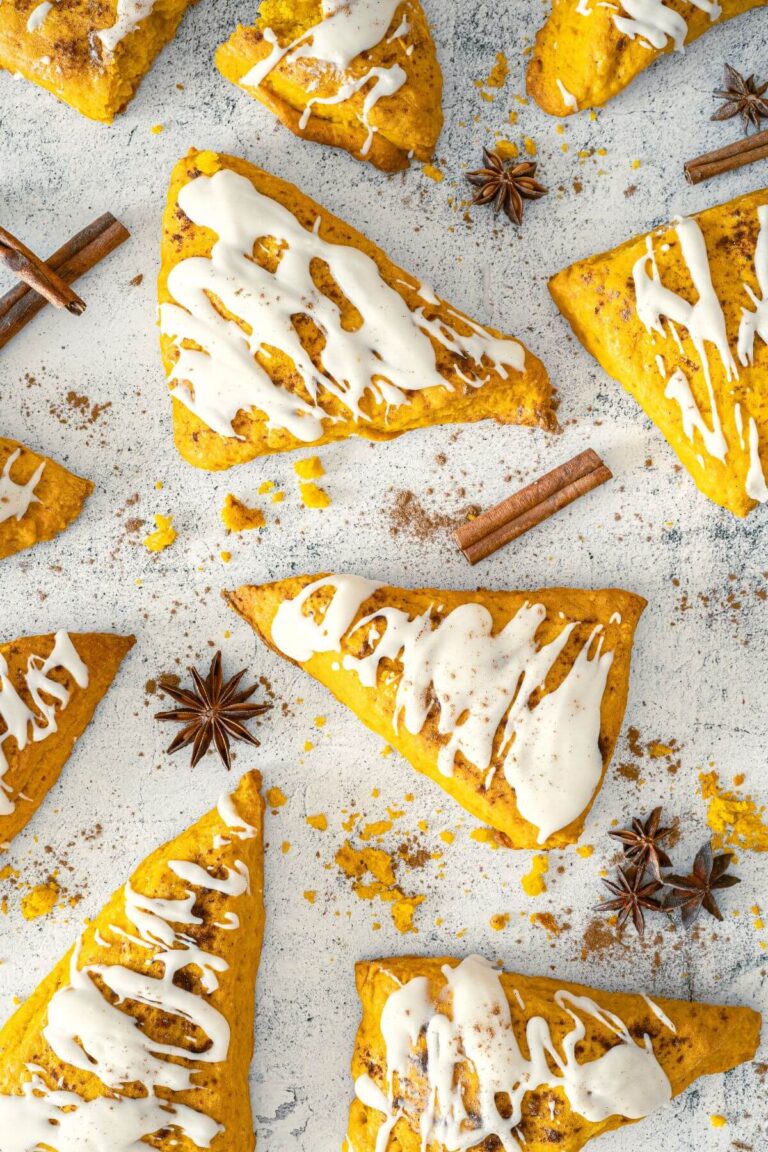 Pumpkin Spice Scones with Vanilla Glaze