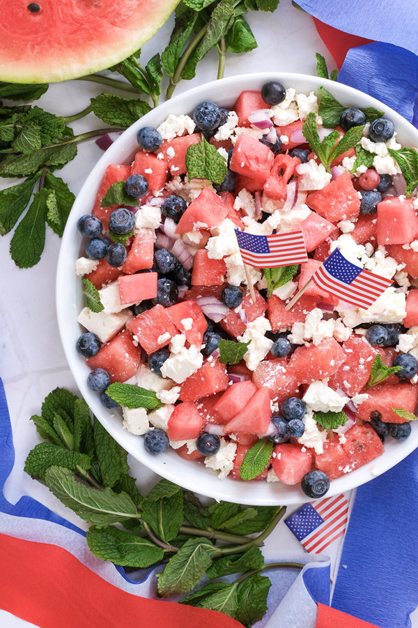 Red, White & Blue Watermelon Feta Salad